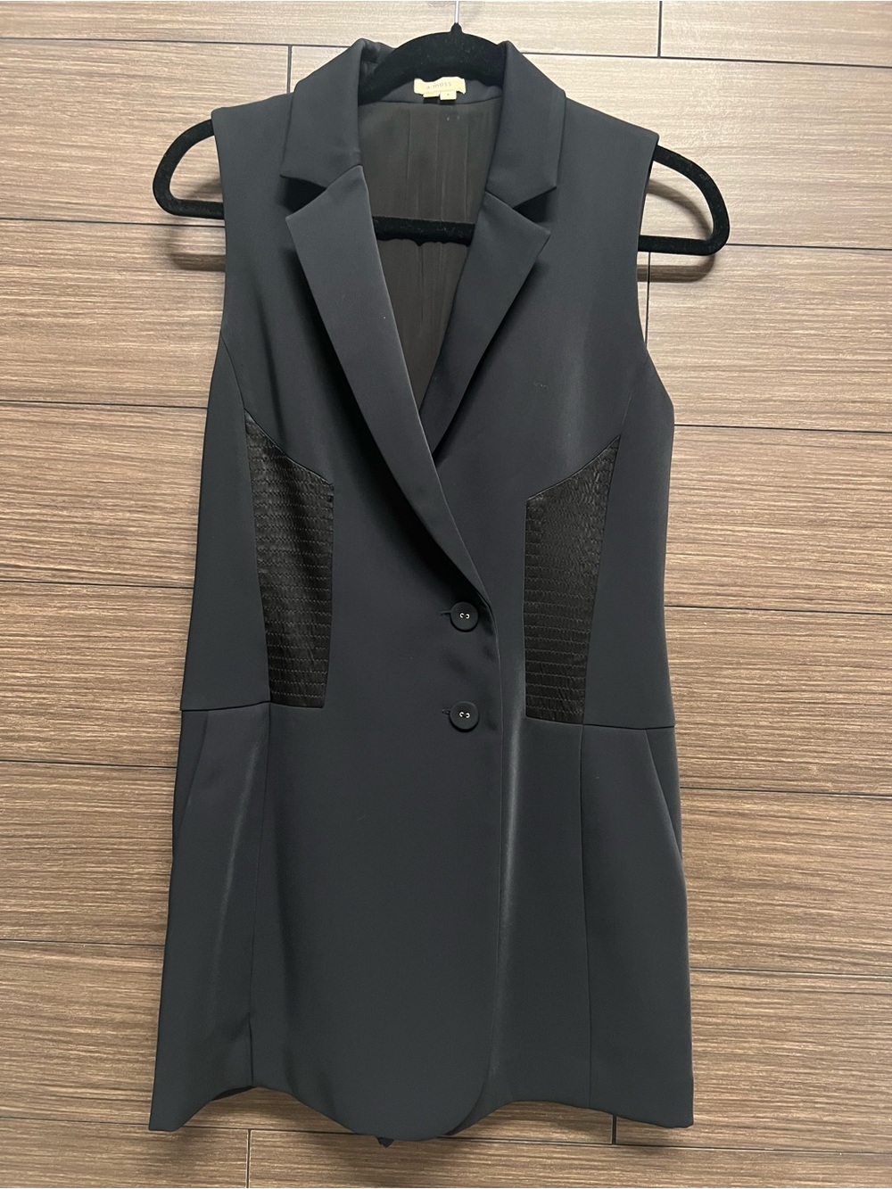 a.moss Dark Navy/Black Tailored Sleeveless Blazer Vest Dress - Size 4